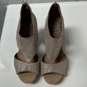 Sequin platform heel